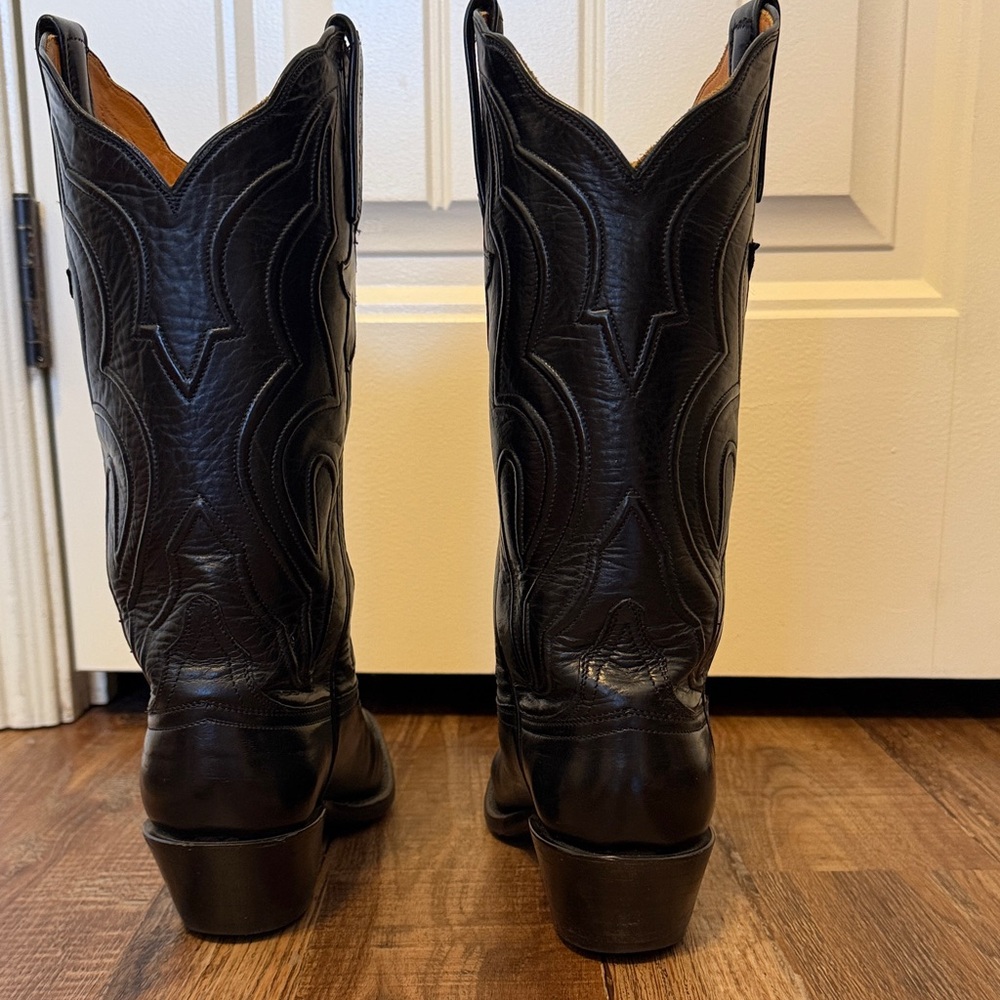 Lucchese Black Leather Cowboy Boots EUC - Picture 7 of 12